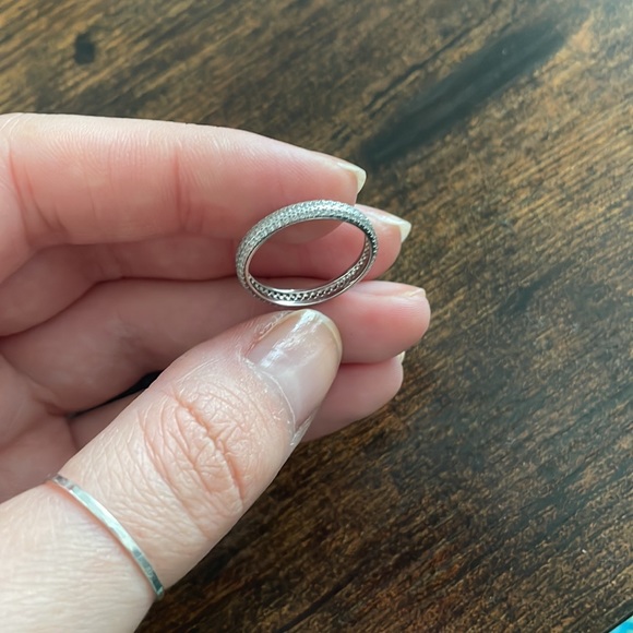 Sterling silver cz pave stack ring - Picture 5 of 5